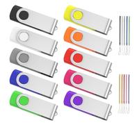 Pendrive 1GB 10 Piezas, ABLAZE Memoria USB 1GB 10 Pack Multicolor Portátil USB 2.0 Flash Drive Giratoria Pen Drive Almacenamiento de Datos con Llavero Acollador