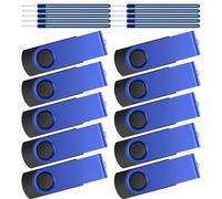 Pendrive 1GB Memoria USB 10 Piezas, Kepmem Azul Portatil Memorias Stick 1 GB USB 2.0 Flash Drive, Metal Práctica y Portátil Pen Drives 1 Giga Almacenamiento de Datos para Archivar Imágenes, Música