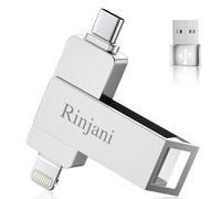 Pendrive 256 GB para iPhone Apple Certificación,Rinjani Pen Drive USB C para iPhone 15/16,OTG Android Smartphone,iPad,Mac,PC,(Sin App) Memoria USB 3.0 Externa Photo Stick Flash Drive MFi Lightning