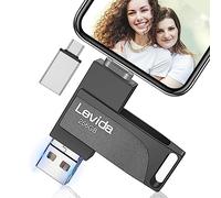 Pendrive 256GB para Phone,Levida Pen Drive USB 4 en 1,Memoria Externa USB 3.0,Photo Stick,Flash Drive USB Memory Stick para iOS,Android,Smartphone,Tablet,Laptop,PC,Foto/Video,Negro Claro