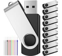 Pendrive 2GB 10 Piezas Económico Memorias USB 2.0 - Negro Kit de Pen Drive 2 GB Práctica y Portátil Giratoria Unidad Flash USB - FEBNISCTE Almacenamiento Datos Externo Llave USB Regalos Promocionales