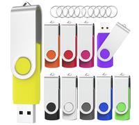 Pendrive 32GB 10 Piezas,Wooolken Memorias USB 32GB 2.0 Giratoria Diseño Pen Drive Almacenamiento Externo de Datos con indicador LED(10 Colores)