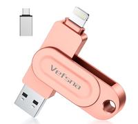 Pendrive 512GB para iPhone Apple Certificación, Vefsna Pen Drive USB C para iPhone,Memoria USB 3.0 Externa, Photo Stick 3 en 1 Lightning Flash Drive Memory Stick para iPhone, OTG Android,iPad,PC, Rosa