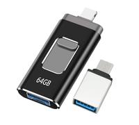 Pendrive 64GB para iPhone, Memoria USB Lightnning con Certificación MFi, 4 en 1 USB para iPhone Compatible con iOS/Android/PC, Pendrive para Movil para Guardar Fotos y Vídeos del Móvil Plug and Play