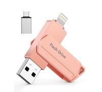 Pendrive para iPhone 256GB MFi Certified 3 en 1 Memoria USB 3.0 Lightning Memoria Externa Tipo C para iPhone/iPad/iOS/Android/Mac/PC - pendrive movil (Rosa)
