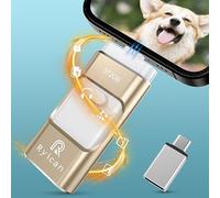 Pendrive USB para Phone,Ryican 512GB Memoria USB C transmisión de Alta Velocidad 4 en 1 Photostick Memoria Externa para iOS/Pad/Android/Teléfono/PC, Tiene Función de Protección Contraseña,Oro