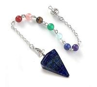 Péndulo colgante de cono hexagonal de cristal natural para hombres, mujeres, cuarzo rosa, lapislázuli, ópalo, gema, piedra, joyería, lapislázuli, chakra