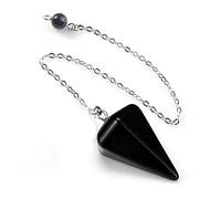 Péndulo colgante de cono hexagonal de cristal natural para hombres, mujeres, cuarzo rosa, lapislázuli, ópalo, gema, joyería de piedra, ónix negro