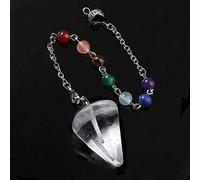 Péndulo colgante de cono hexagonal de cristal natural para hombres, mujeres, cuarzo rosa, lapislázuli, ópalo, piedra preciosa, joyería, chakra de cristal transparente