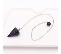 Péndulo cónico de piedra natural, péndulos cónicos, cadena de color plateado, 9