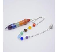 Péndulo de 7 chakras, piedras naturales, cadena de reiki, colgantes para radiestesia, radiestesia, joyería para mujeres y hombres
