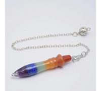 Péndulo de 7 chakras, piedras naturales, cadena de reiki, colgantes para radiestesia, radiestesia, joyería para mujeres y hombres