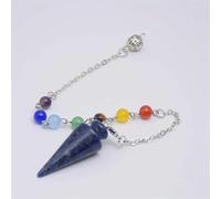 Péndulo de cadena para adivinación, cuentas de piedra natural, amatista, labradorita, howlita, colgante de cristal Reiki, radiestesia Wicca