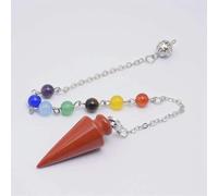 Péndulo de cadena para adivinación, cuentas de piedra natural, amatista, labradorita, howlita, colgante de cristal Reiki, radiestesia Wicca