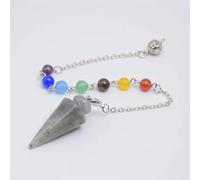 Péndulo de cadena para adivinación, cuentas de piedra natural, amatista, labradorita, howlita, colgante de cristal Reiki, radiestesia Wicca