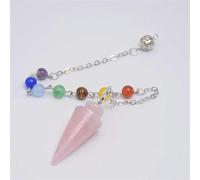 Péndulo de cadena para adivinación, cuentas de piedra natural, amatista, labradorita, howlita, colgante de cristal Reiki, radiestesia Wicca
