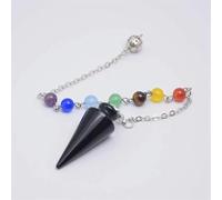 Péndulo de cadena para adivinación, cuentas de piedra natural, amatista, labradorita, howlita, colgante de cristal Reiki, radiestesia Wicca