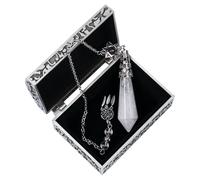 Péndulo de Cristal, Péndulos de Cristal Natural para Adivinación, Péndulo de Dowsing de Cristal Profesional, Cristales Puntuados Espirituales para la Brujería (Cristal de Roca)