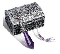 Péndulo de Cristal, Péndulos de Cristal Natural para Adivinación, Péndulo de Dowsing de Cristal Profesional, Cristales Puntuados Espirituales para la Brujería (Ametista)