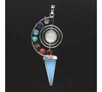 Péndulo de piedra natural con forma de cono Crystal Yoga 7 Chakra espiral cono hexagonal colgante péndulos para radiestesia péndulo-ópalo