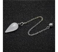 Péndulo de piedra natural con forma de gota de agua para radiestesia, adivinación espiritual, Wicca, cristal rosa, joyería de Reiki