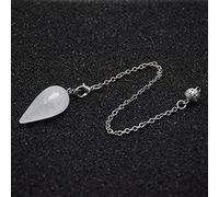 Péndulo de piedra natural de gota de agua Péndulo de piedra natural para la adivinación espiritual WICCA Curación rosada Cristal PENDIO PENDE PENDLE REIKI JOYERÍA-cristal blanco