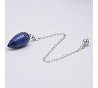 Péndulo de piedra natural de gota de agua Péndulo de piedra natural para la adivinación espiritual WICCA Curación rosada Cristal PENDIO PENDE PENDLE REIKI JOYERÍA-Lapislázuli