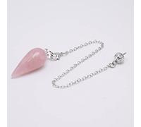 Péndulo de piedra natural de gota de agua Péndulo de piedra natural para la adivinación espiritual WICCA Curación rosada Cristal PENDIO PENDE PENDLE REIKI JOYERÍA-Cristal rosa