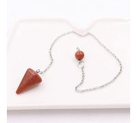 Péndulo de piedras naturales para cadena de adivinación de radiestesiaPéndulo colgante de cono de color plateado,A8