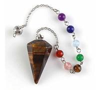 Péndulo de piedras naturales para cadena de adivinación de radiestesiaPéndulo colgante de cono de color plateado,C6