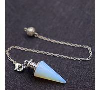 Péndulo de piedras naturales para cadena de adivinación de radiestesiaPéndulo colgante de cono de color plateado,D2