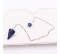 Péndulo de piedras naturales para cadena de adivinación de radiestesiaPéndulo colgante de cono de color plateado,A6