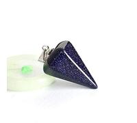 Péndulo de piedras naturales para cadena de adivinación de radiestesiaPéndulo colgante de cono de color plateado,B1