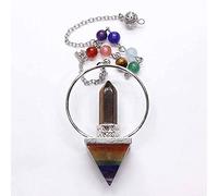 Péndulo de pirámide arcoíris hexagonal de muchos colores plateado para colgante de radiestesia con cadena de cuentas de piedra joyería-ojo de tigre Stone_CHINA