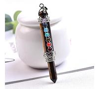 Péndulo de punta de lápiz de piedra Natural de 1 pieza para radiestesia 7 varita de Chakra colgante de cristal de cuarzo péndulo meditación regalo espiritual-ojo de tigre