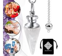 Péndulo esotérico de cristal de roca, péndulo radioestesia adivinatorio de piedra natural de cuarzo blanco - 10 g [Satisfecho o reembolso de por vida]