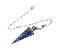 Péndulo largo de cristal de 7 chakras adivinación de piedra natural con cuentas de cono, colgante de resina reiki, péndulos esotéricos, joyería