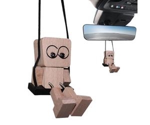 Péndulo Para Espejo Retrovisor De Coche | De Figuras De Hombre Con Piernas De Madera Tiemblando,Accesorios De Decoración Para Espejo,Para