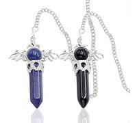 Pendulos Adivinacion,Minging 2 Piezas Pendulo Péndulo de Piedra Curativa Piedras Preciosas Péndulo de Cristal Esoterismo Radiestesia Péndulo de Cristal Hexagonal Vintage Péndulo de Cristal