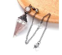 Péndulos de cristal de resina para adivinación, soporte de radiestesia, colgante de piedra natural, péndulo de punto hexagonal, péndulo de reiki, chakras X094