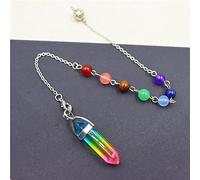 Pendulum Quartz Hexagonal Natural Stone Crystal Pendule Pendant Pendulums for Dowsing Divination-Colored stone Chakra