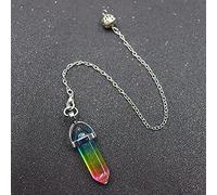 Pendulum Quartz Hexagonal Natural Stone Crystal Pendule Pendant Pendulums for Dowsing Divination-Colored stone