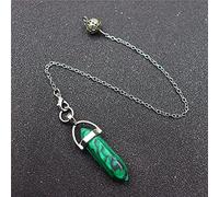 Pendulum Quartz Hexagonal Natural Stone Crystal Pendule Pendant Pendulums for Dowsing Divination-Malachite