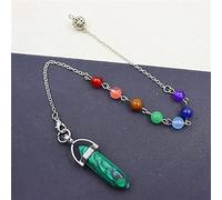 Pendulum Quartz Hexagonal Natural Stone Crystal Pendule Pendant Pendulums for Dowsing Divination-Malachite Chakra