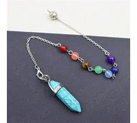 Pendulum Quartz Hexagonal Natural Stone Crystal Pendule Pendant Pendulums for Dowsing Divination-Turquoise Chakra