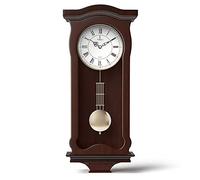 Pendulum Wall Clock Battery Operated - Wooden Hanging Grandfather Wall Clock with Pendulum - Quiet & Non-Chiming, Real Wood - Decorative for Living Room Decor, Office & Home Décor Gift 23.5x9.75
