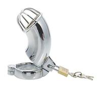 Pene Chastity Lock Chastity Lock Cock Cage Cinturón de castidad Anti-Off Lock Cage Plata para hombres(3 Größenringe)