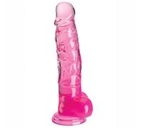 King Cock King Cock Clear 8" with Balls - Pink, Clear/Pink, 8 Zoll