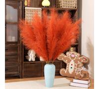 penepico Hierba de pampas artificial premium en naranja, alta, 8 unidades, 110 cm, sin montaje, grandes flores de pampas artificiales, esponjosas, flores de plumas artificiales largas para salón boho