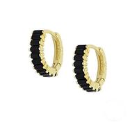 Pengas de aro de circón negro pequeño para mujeres joyas de arete de perforación redonda de círculo redondo
